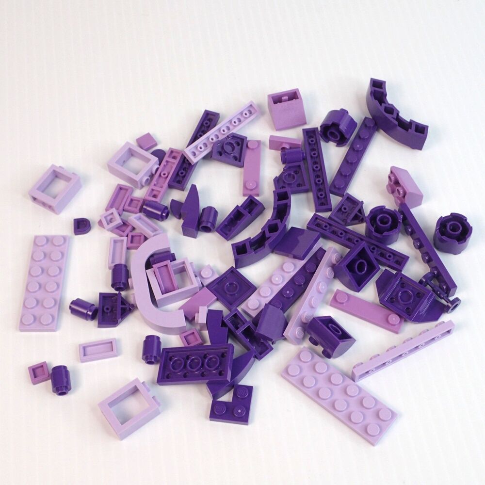 LEGO Parts - Assorted PURPLES Bulk Pieces - QTY 72 pc (1.7 oz)